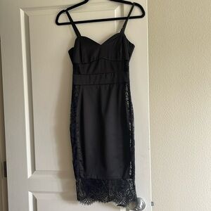 Black satin with lace dress